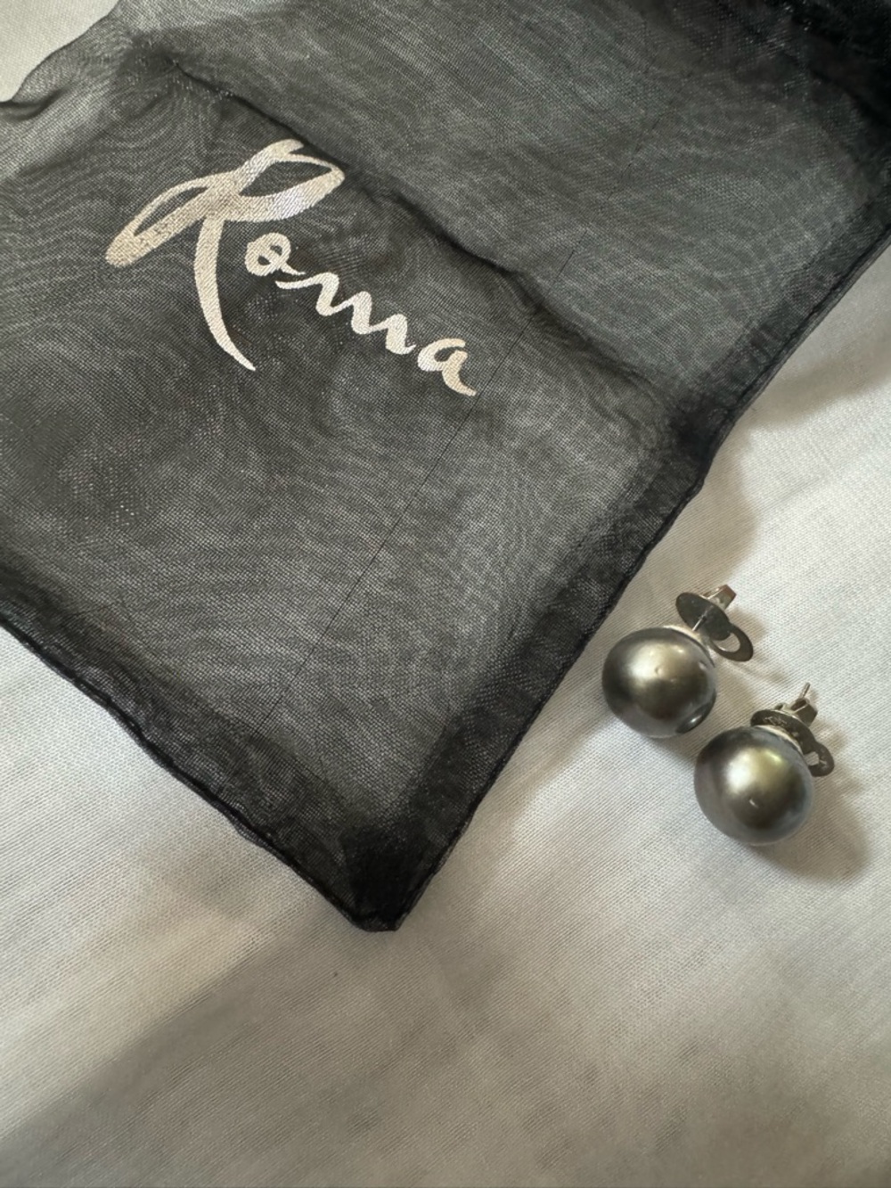 Roma Grayish Pearl Dome Stud Fashion Earrings — comes in brand mesh pouch - NWOT